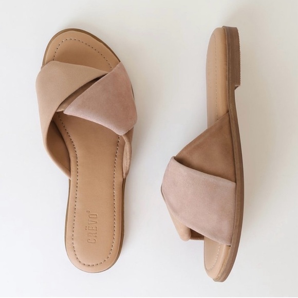 Crevo | Emery Blush Leather Slip On Slide Sandal, Size 11 NIB - Picture 2 of 16